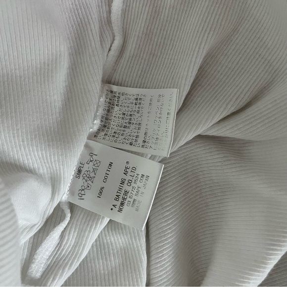 BAPE Women's sz S White Long Ribbed Tank Top Red Bapesta Star Bathing Ape Japan - Picture 8 of 10